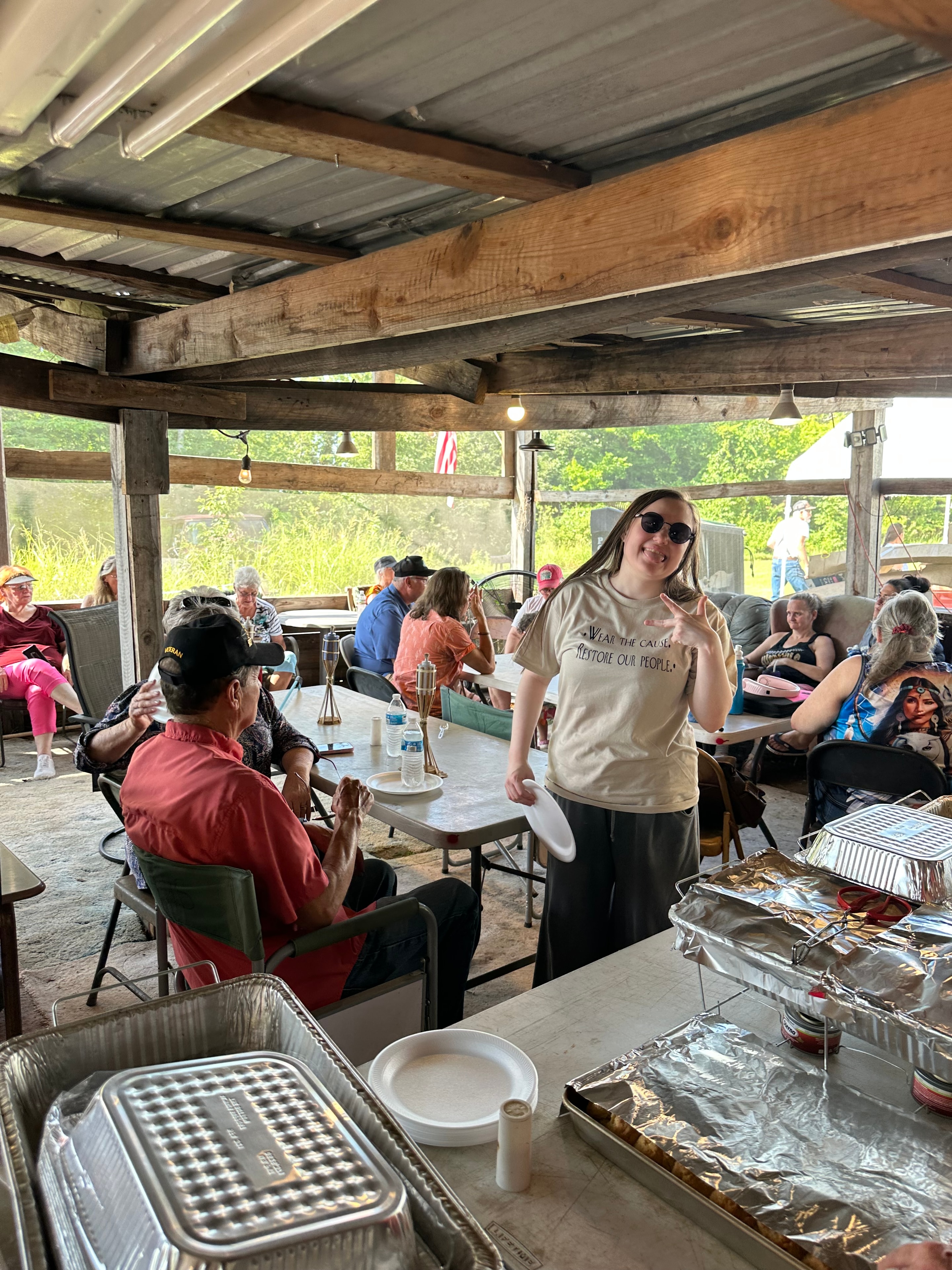 Tribal members gathered under the tent at Green Tree Ceremony July 11, 2026