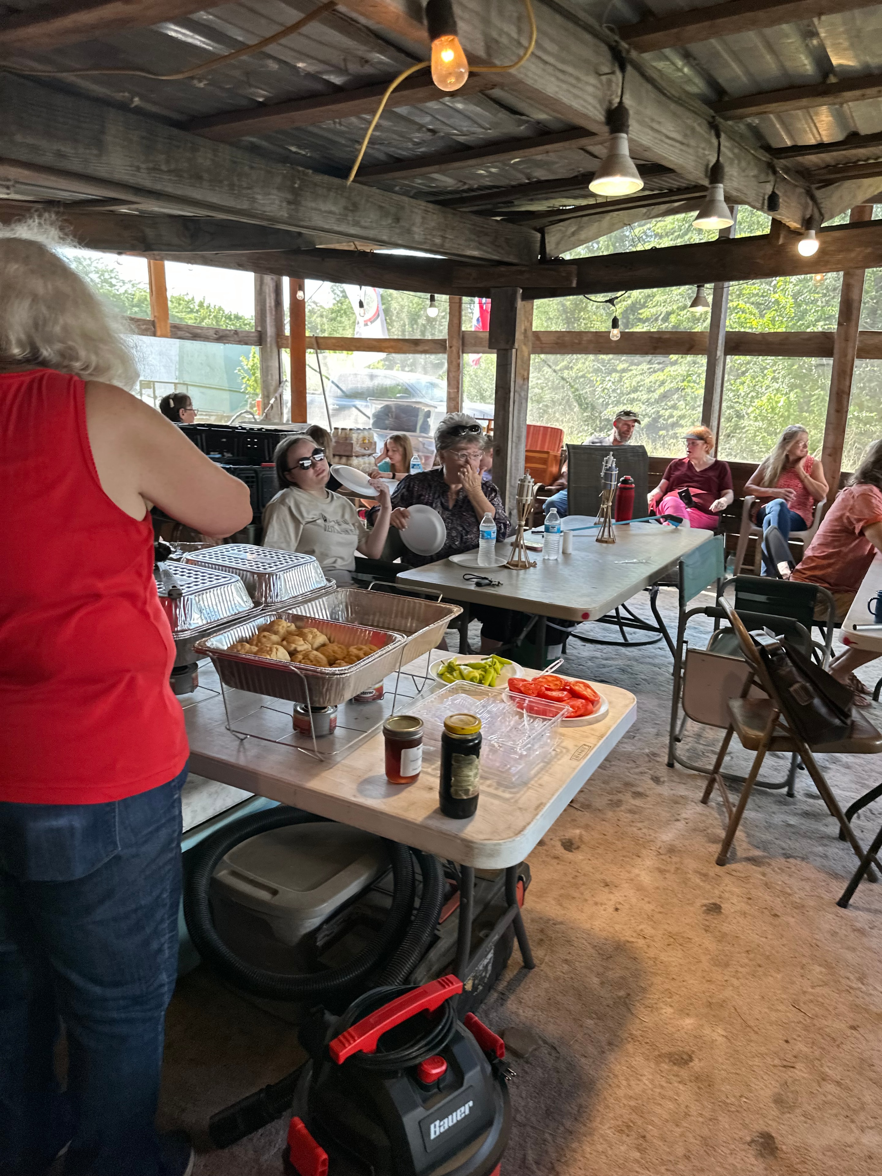 Tribal members going through the feast line inside the cook house at Green Tree Ceremony July 11, 2026
