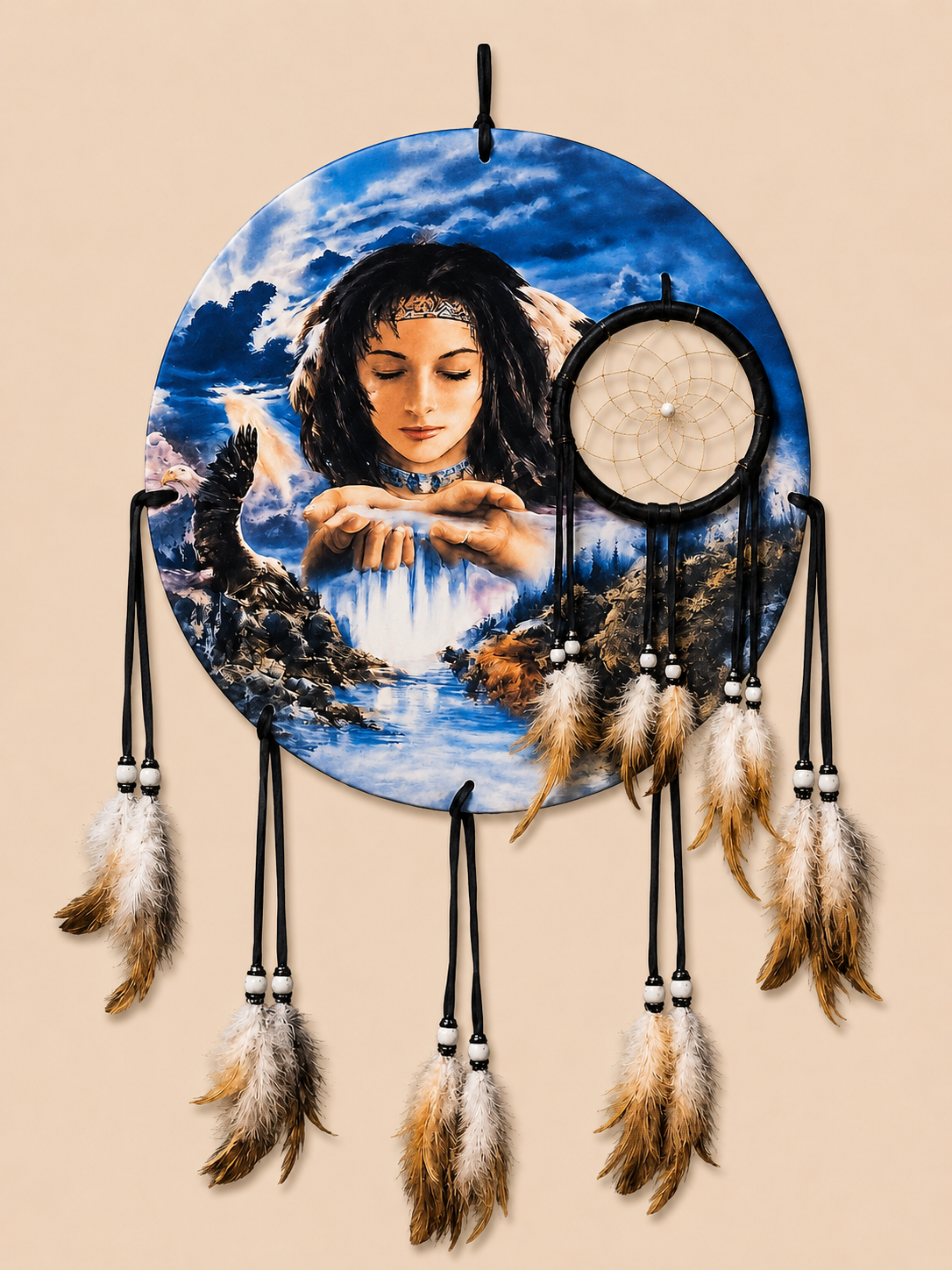 Cherokee-Inspired Mandala — Woman & Eagle