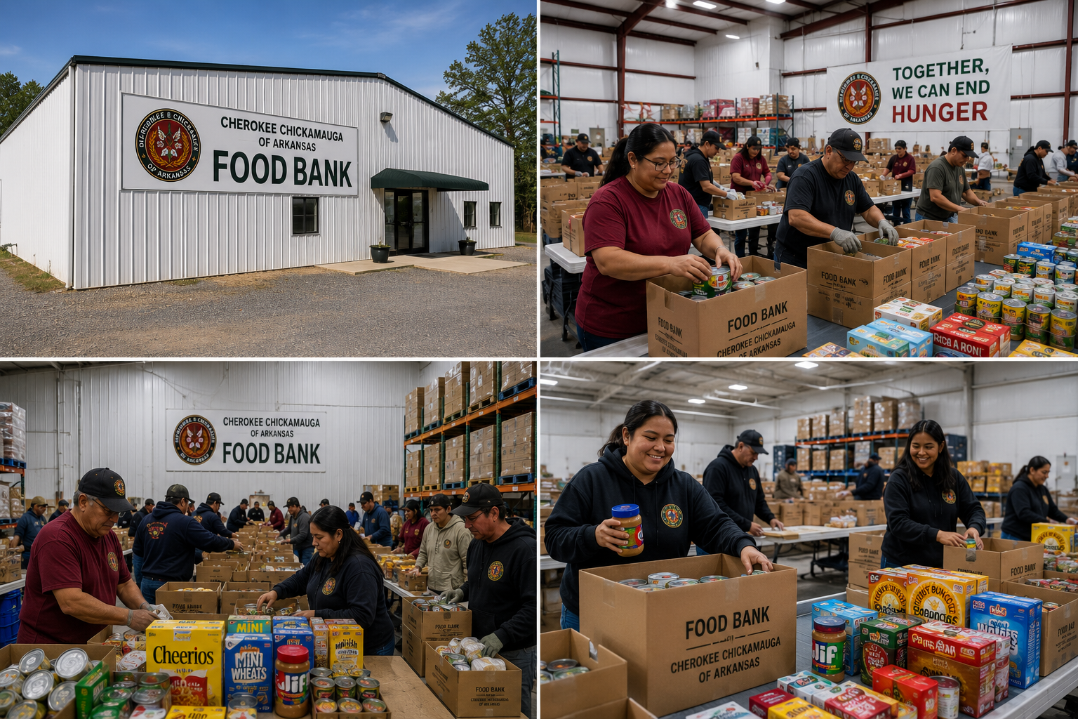 Food pantry shelves stocked with goods for the community